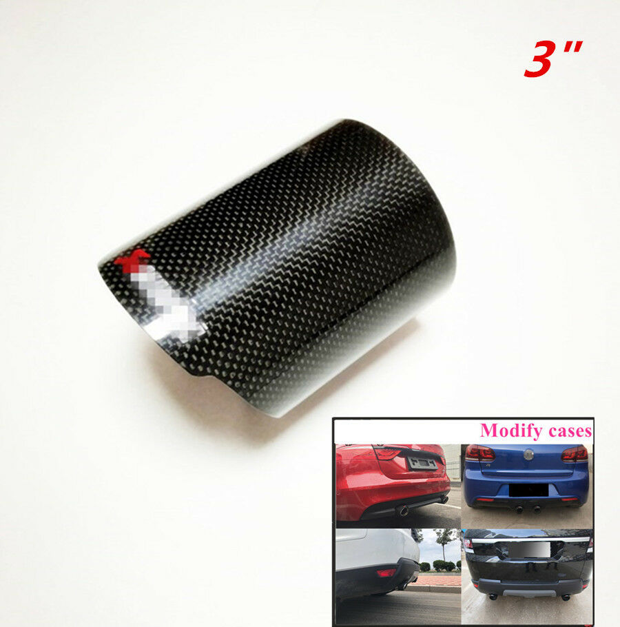 Exhausts pipe Carbon Cover w/ Glossy Carbon Shell Exhaust Muffler Pipe Tip Case