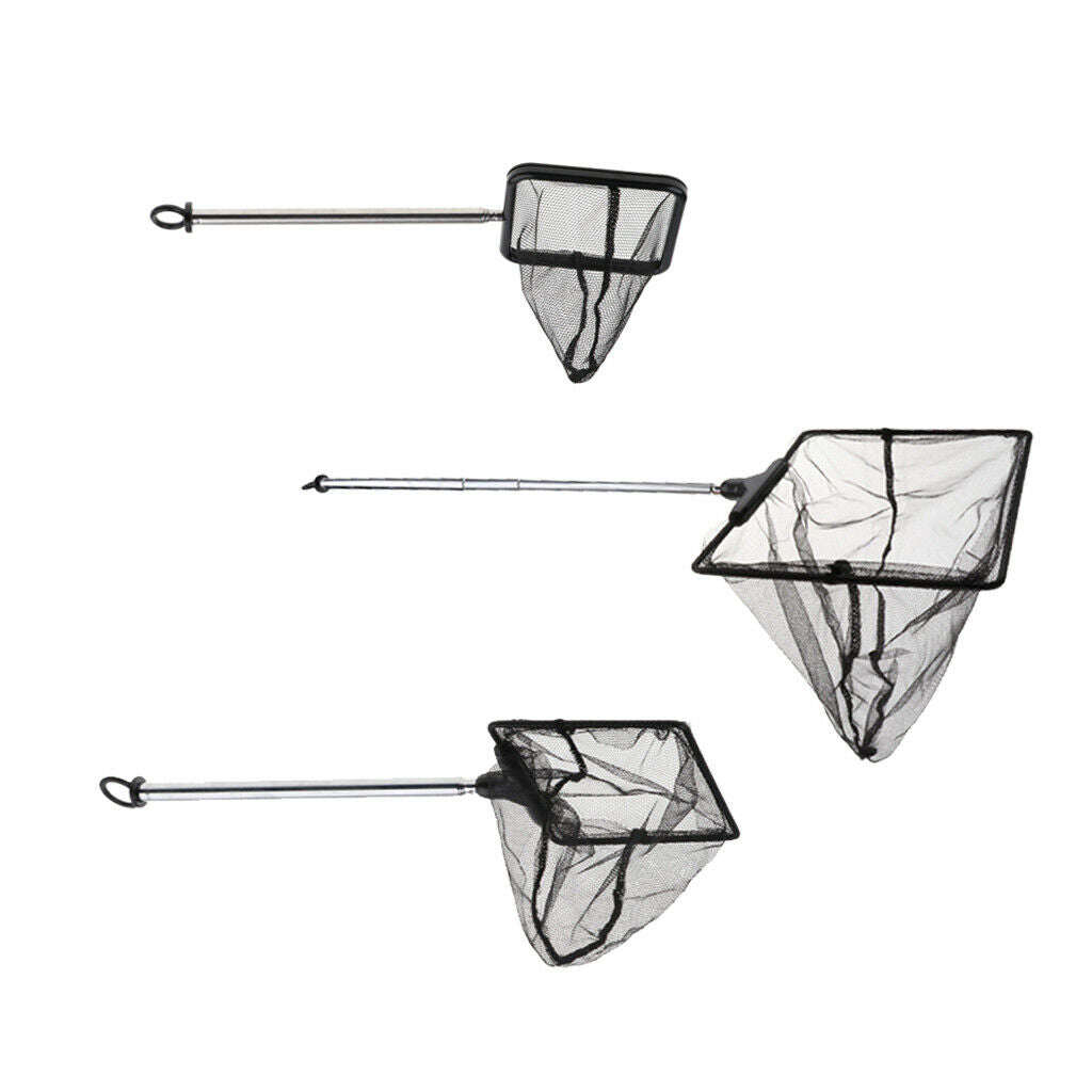 Aquarium Pond Fish Net, Set of 3 Professional Stainless Steel Telescopic Handle