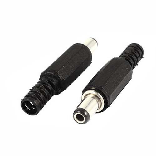 5.5mm x 2.5mm x 9mm Male Jack DC Power Plug Connector Adapter Black