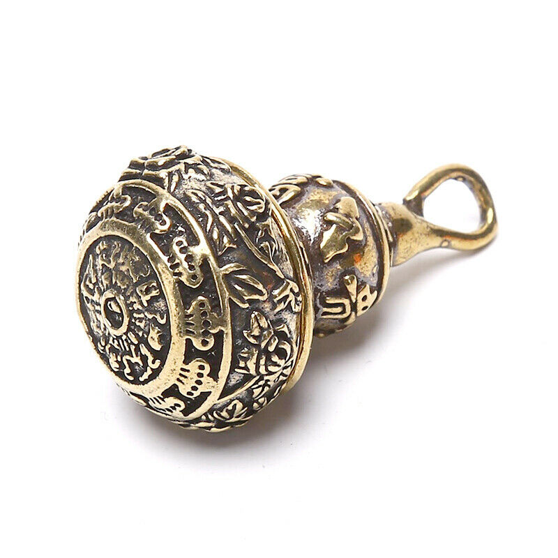 Brass Chinese Letters Blessing Lotus Gourd Charms Key Chain Pendants Pill.l8