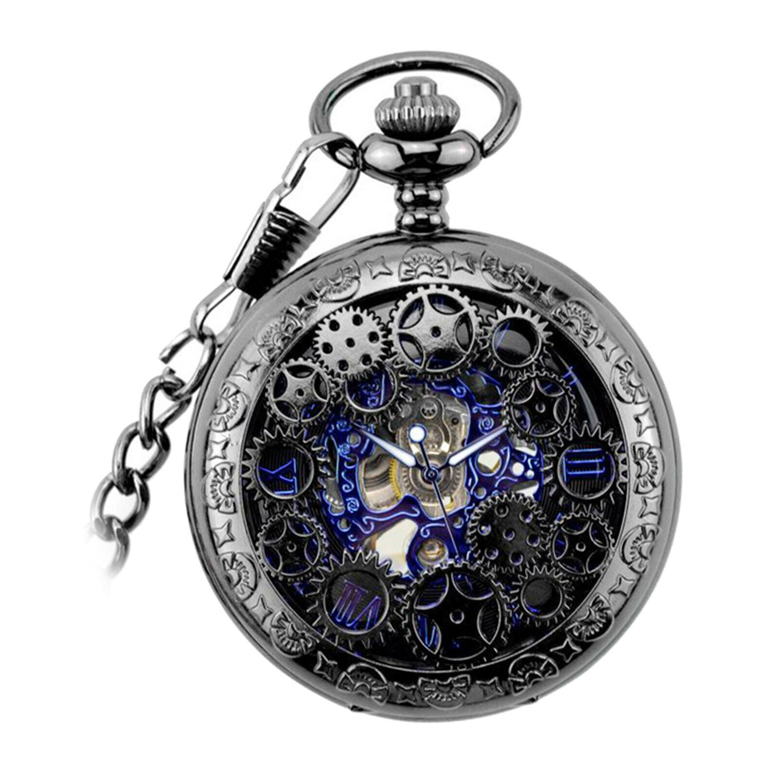 Steampunk Hands Scale Mechanical Skeleton Pocket Watch Holiday Birthday Gift for