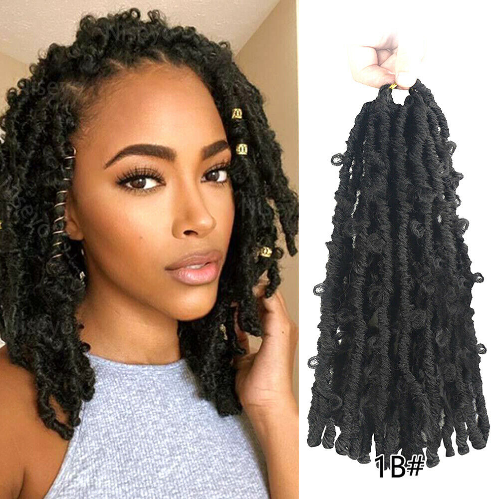 3PACK Afro Faux Locs Butterfly Locs Twist Crochet Braiding Hair Extensions Black