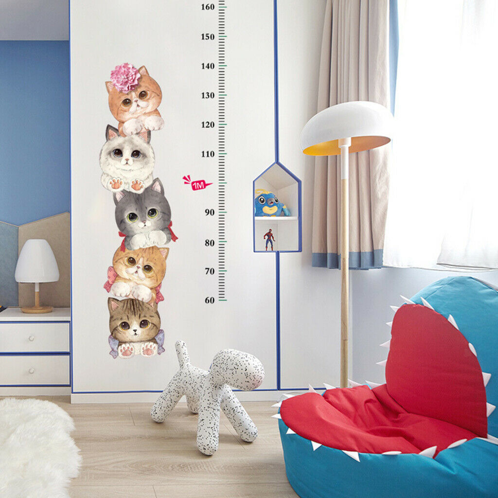 Animal Cats Height Chart Measure for Kids Children Wall Art Mural Decor Vinyl