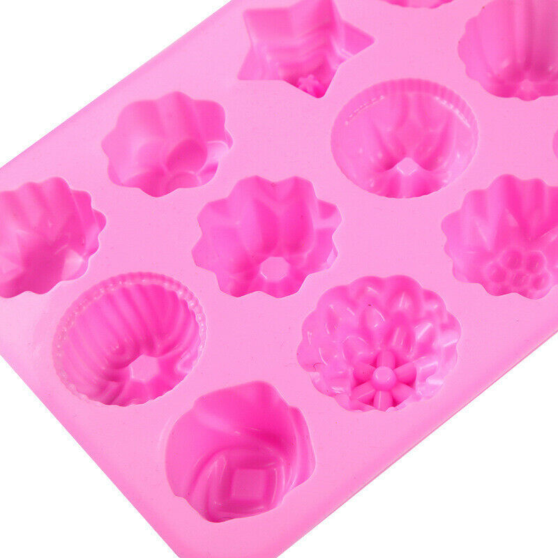 2X 12 Cavities Flowers Shape Silicone Soap Mold Ice Cake Candy DIY Tray Mould