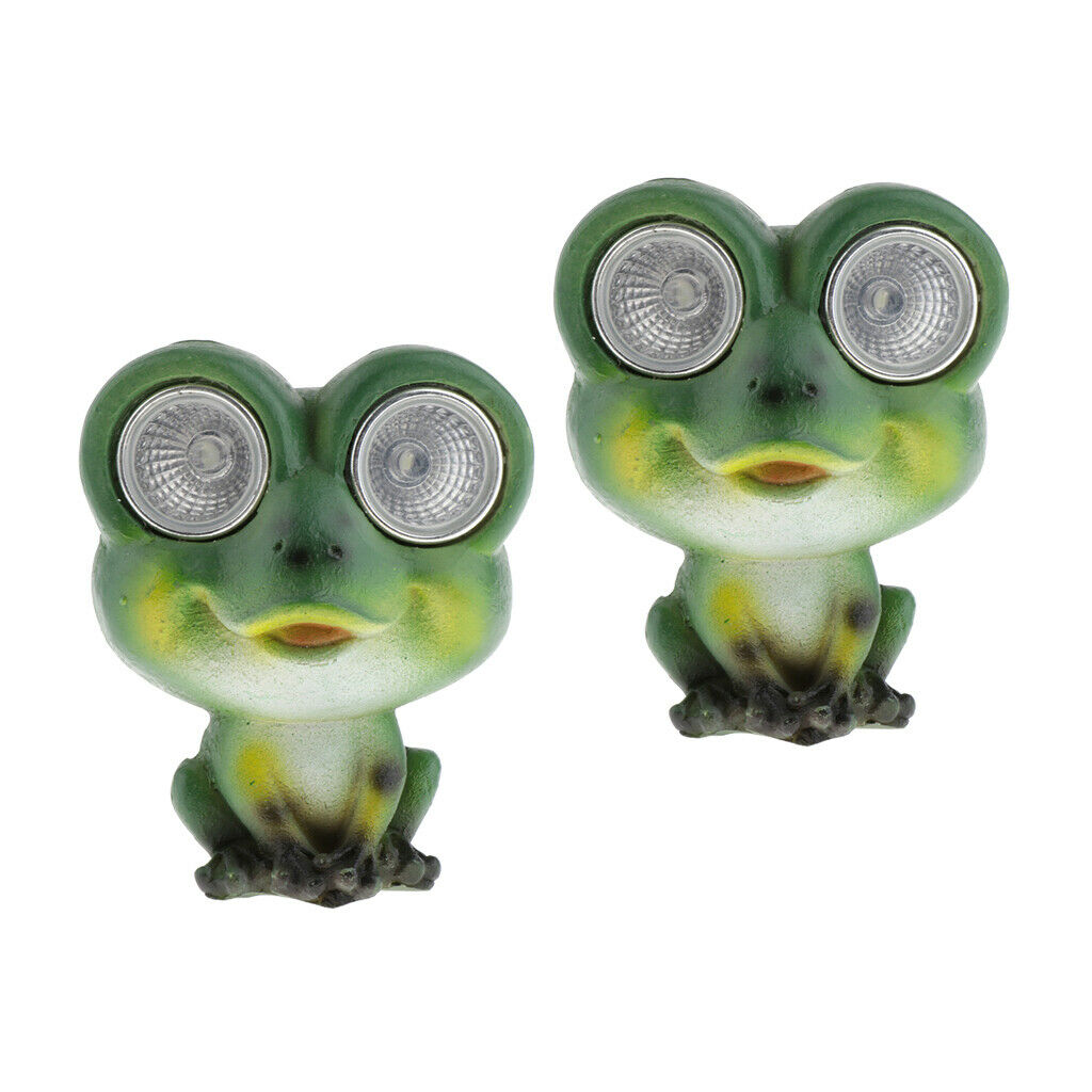 2pcs Solar Powered Garden Lights Frog Statue Lantern LED Path Lamp