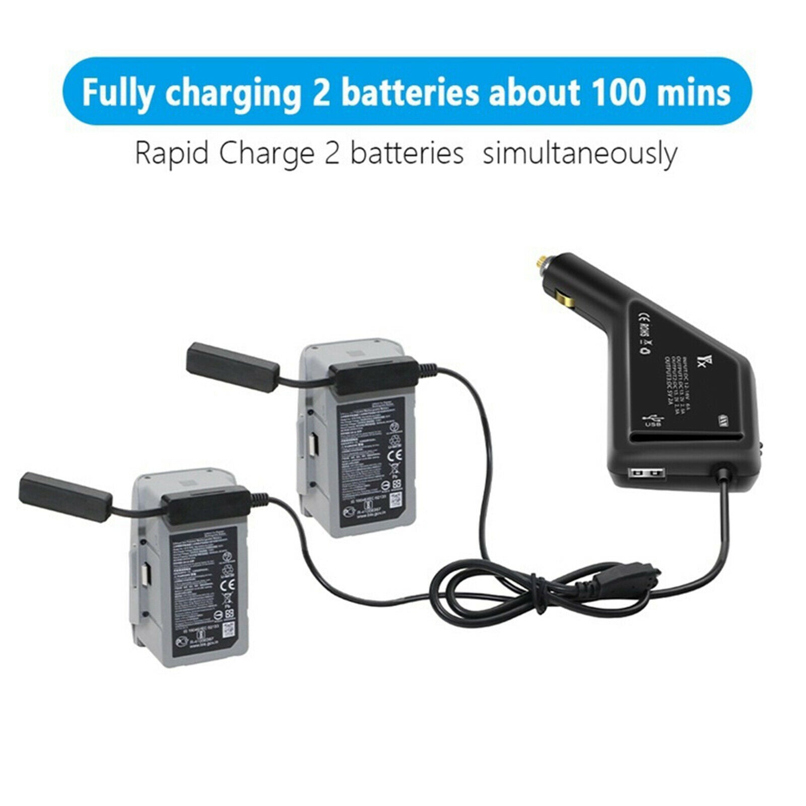 Dual Car Charger,Intelligent Auto Vehicle Adapter Charger for DJI Mavic Air 2S