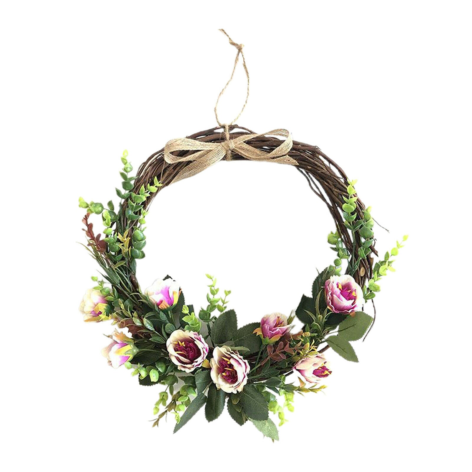 Flowers Wreath Rattan Hoop Door Hanging Party Fireplace Decor  38cm