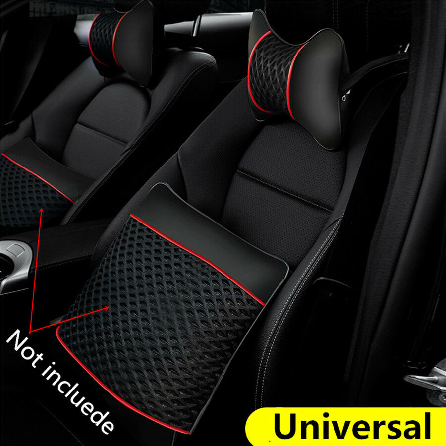 Auto Car Seat Headrest Neck Pillow Ice Silk+Leather Cervical Pillow Cushion Pad