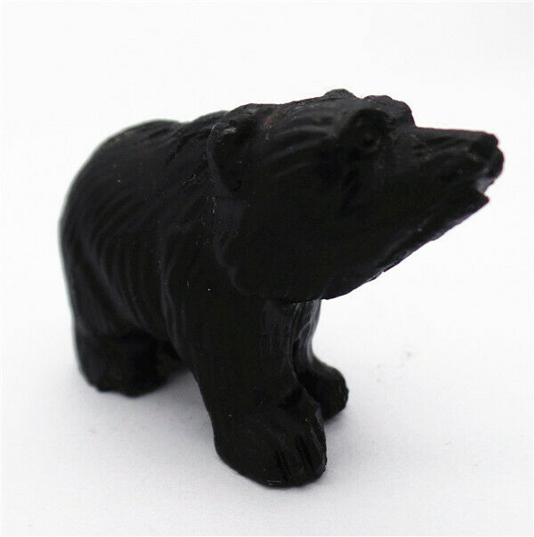 51x34x19mm Black Obsidian Carved Bear Decoration Statue Home Decor Gift HH7741