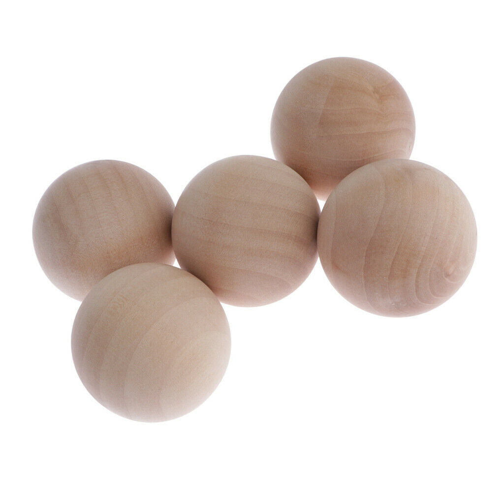5pcs Natural Hardwood Balls 5cm Dia.- Unfinished Natural Wooden Balls for