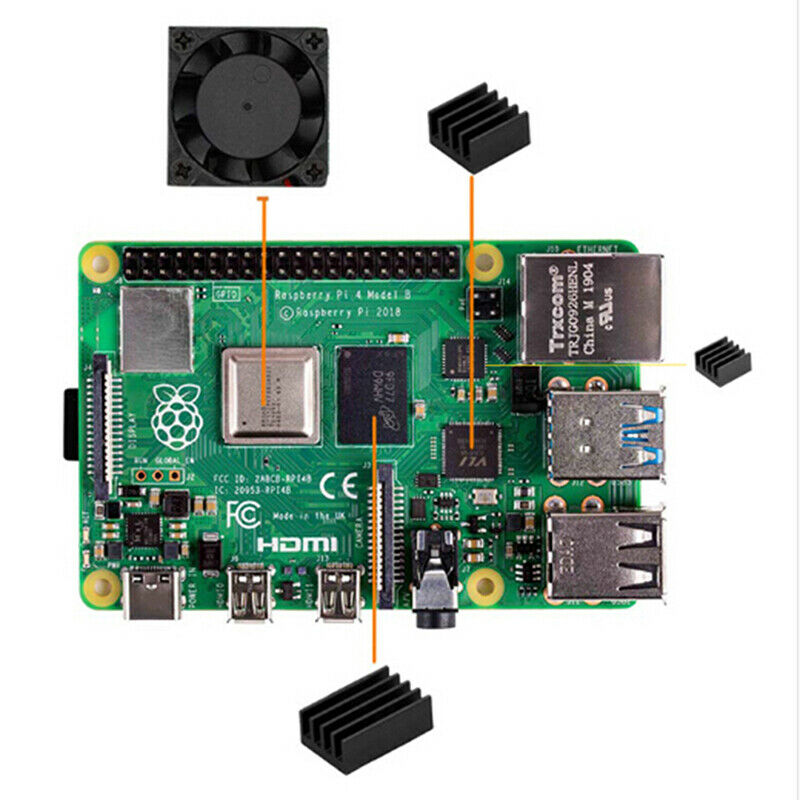 New Square Cooling Fan with Heatsink Kit For Raspberry Pi 4B GSLS qcL TH