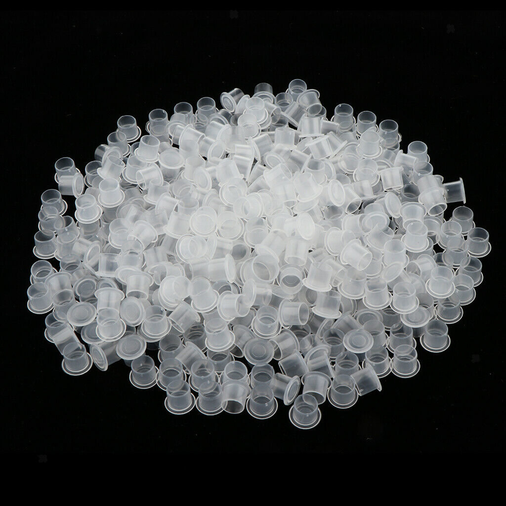 Pack of 1500, Mixed Sizes Clear Tattoo Ink Cups with Base (Small Medium Large #8