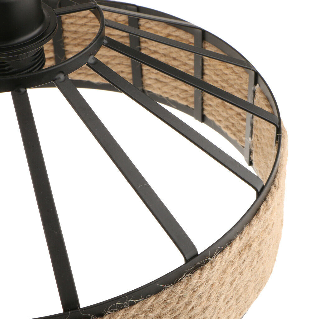 E27 Base Pendant Light, Manila Rope Twined Pendant Lampshade Frame Iron Wire
