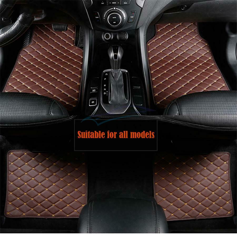 4 Pieces PU Leather Car Stylish Floor Mats Front&Rear Interior Mat Carpet Liner