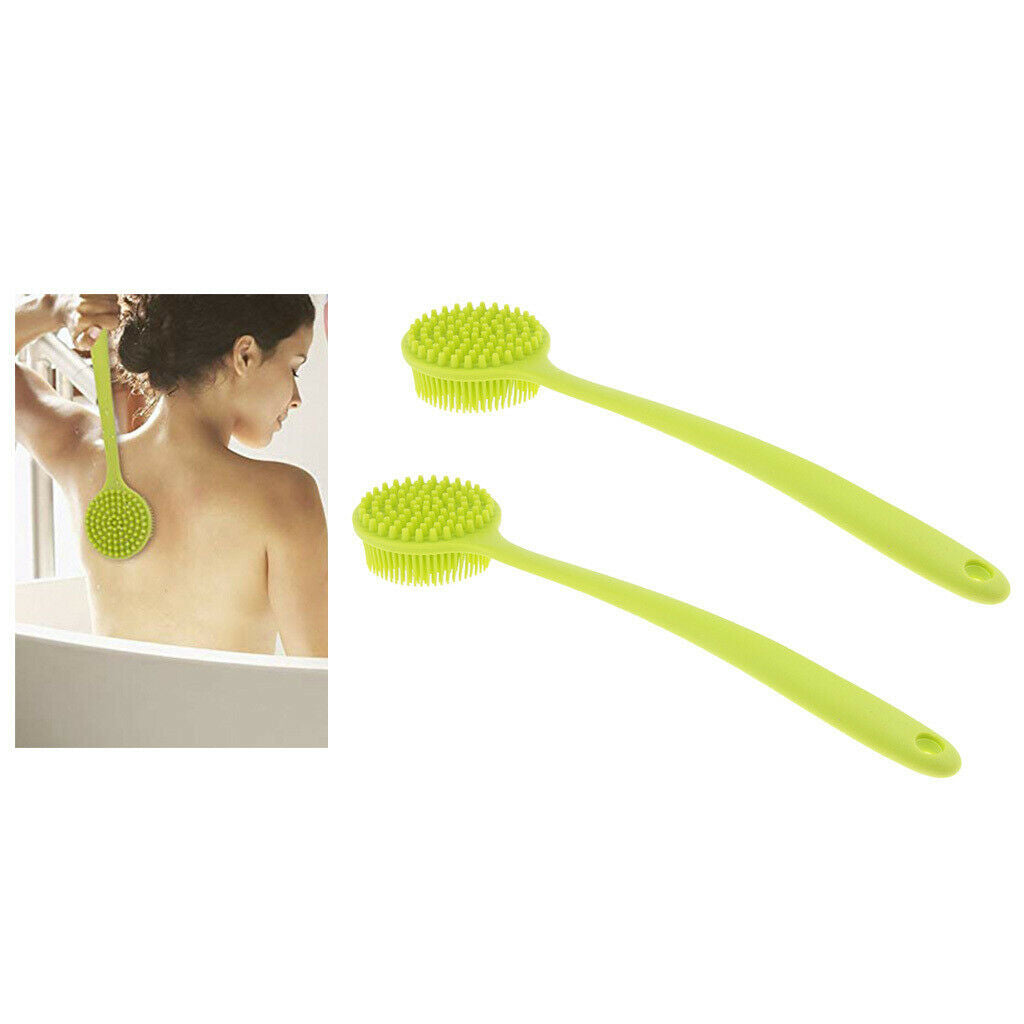 2 Pieces Silicone Bath Body Brush Back Scrubber Shower Brush for Elderly