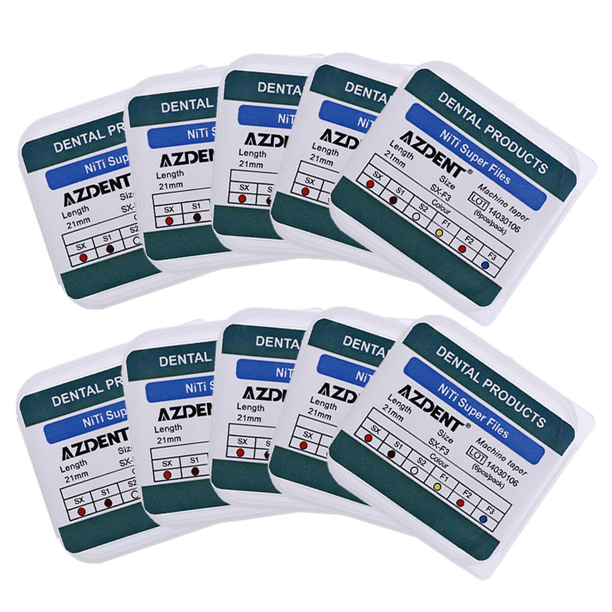 50 Boxes Dental Engine Use NiTi Super File Rotary File 21mm 6PCS/Kit AZDENT