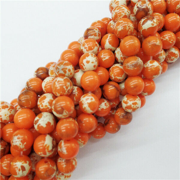1 Strand 8mm Orange Sea Sediment Jasper Round Ball Loose Beads 15.5inch HH9031