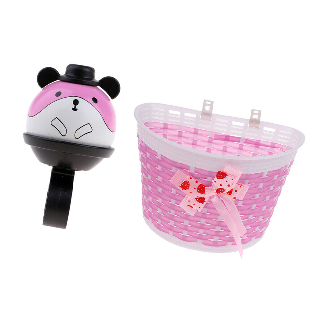 2x Plastic Kids Bike Front Basket Girls Scooter Tricycle Handlebar Ring Bell