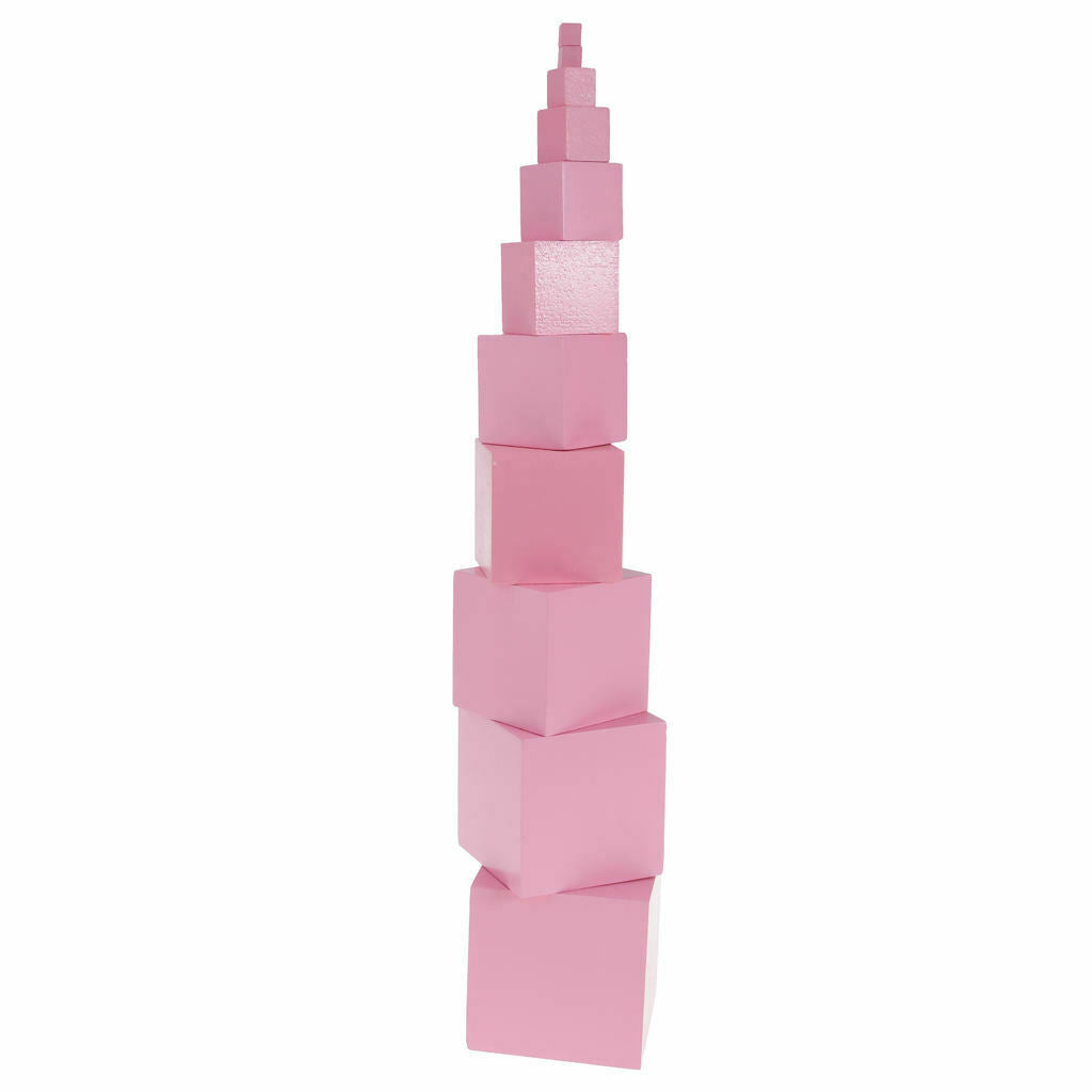 Pink Tower Wooden   Stacking Building Blocks Bricks Early Childhood Kids