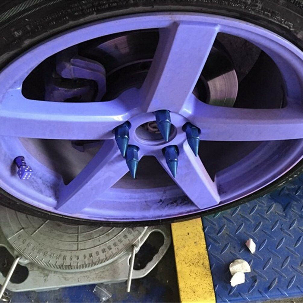 20Pcs Set M12X1.5 Blue Spiked Extended 60MM Aluminum Tuner Lugs Nuts Wheels/Rims