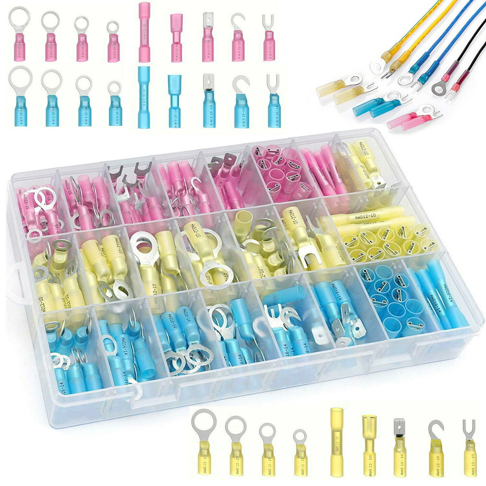 270PCS Heat Shrink Wire Connectors Assortment Crimp Terminal Marine Case Kit Set