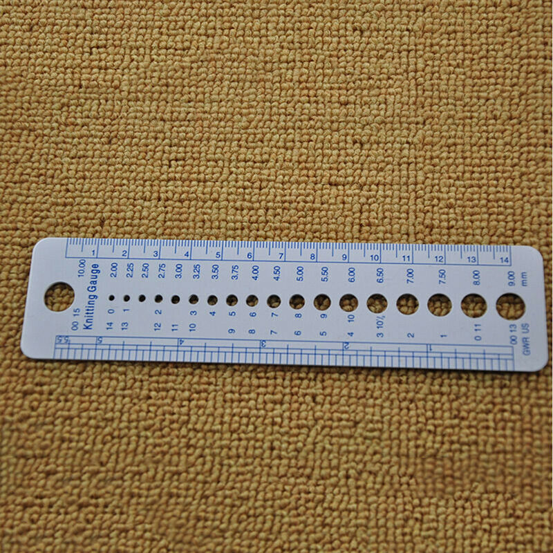 Knitting Accessories Needle Gauge Inch Sewing Ruler Tool CM 2-10mm Size Meas Lt