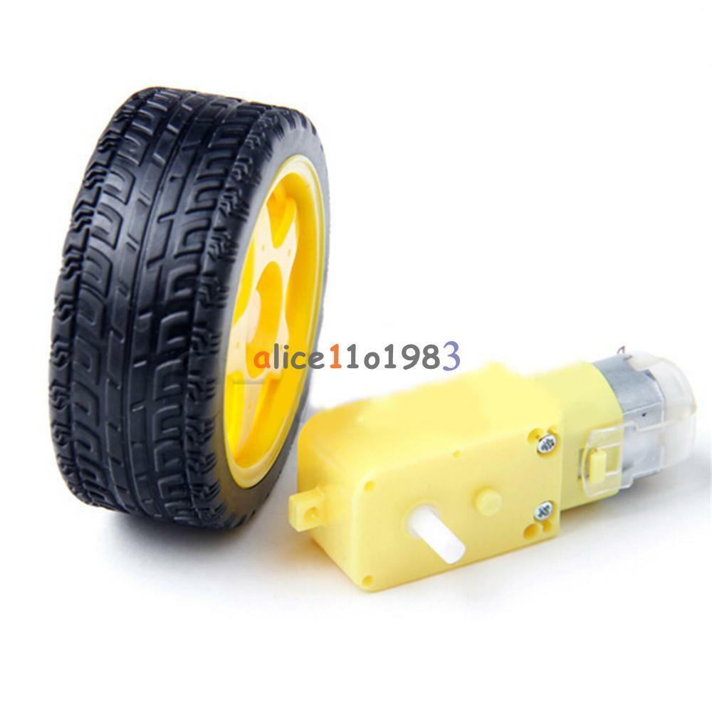 4PCS arduino smart Car Robot Plastic Tire Wheel with DC 3-6v 3v 5v 6v Gear Motor