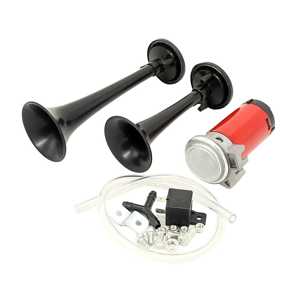 12V Car Truck Van Motorcycle Dual Electric Pump Trumpet Air Horn Kit 130db