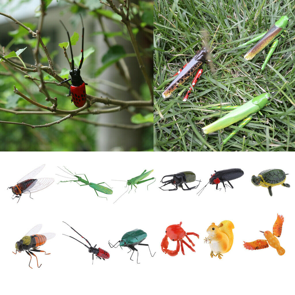 2 x Vivid Insect Animal Statue Wall Hanging Art Garden Decor Mantis & Cicada