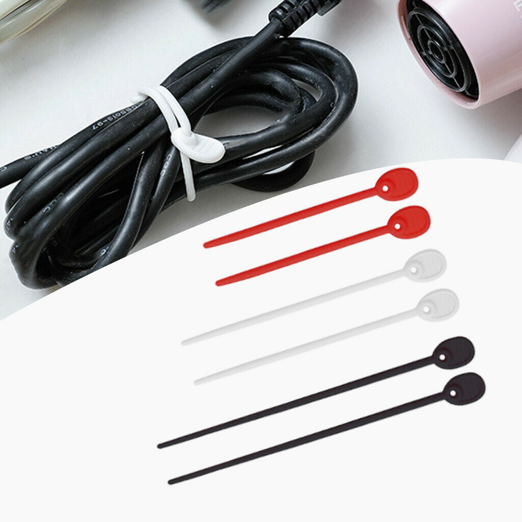 6pcs Soft Silicone Reusable Straps Tie Wraps USB Data Cable Management