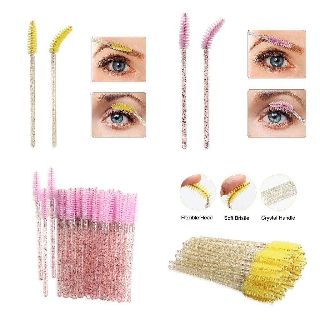 200x Disposable Mascara Wands Eyelash Brushes Crystal Rod Eye Lash Grafting
