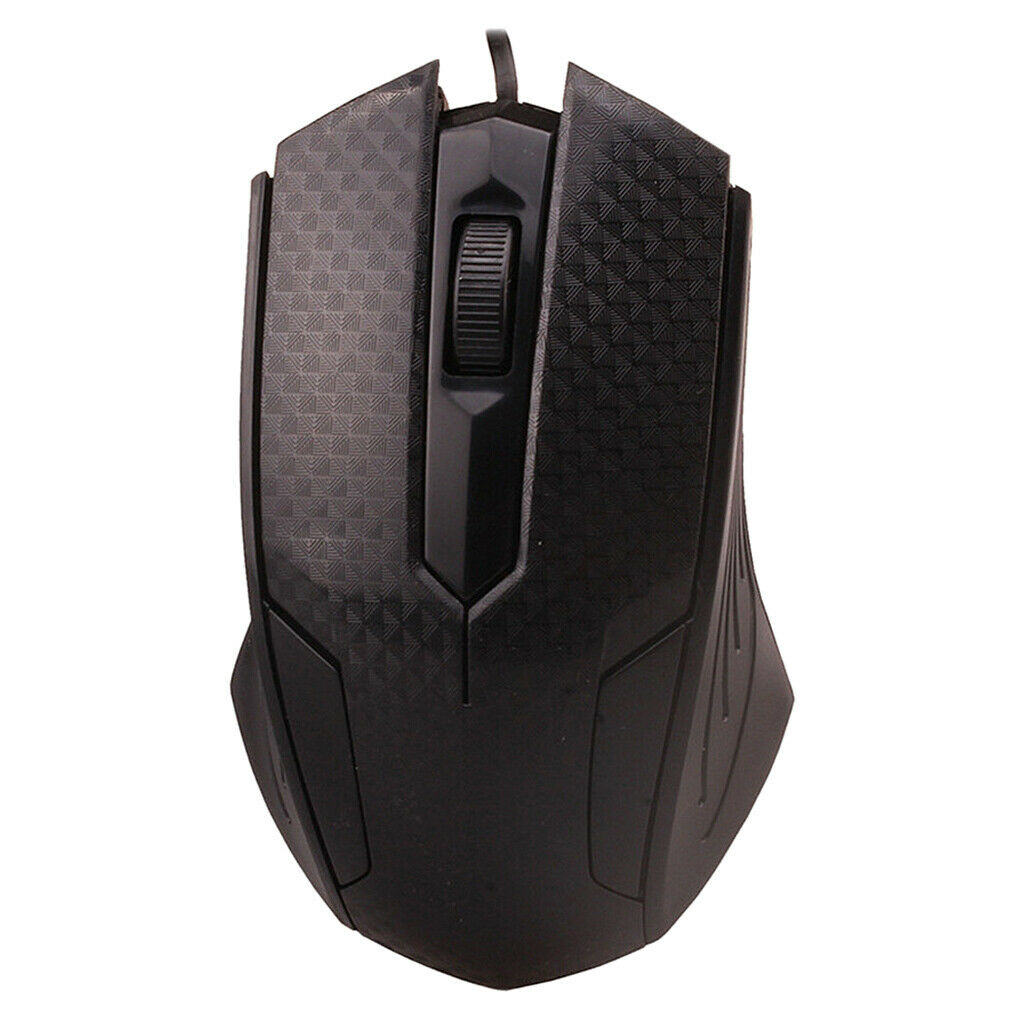 1000dpi USB Wired Optical Mouse 3-Button Gaming Mic for Computer Black