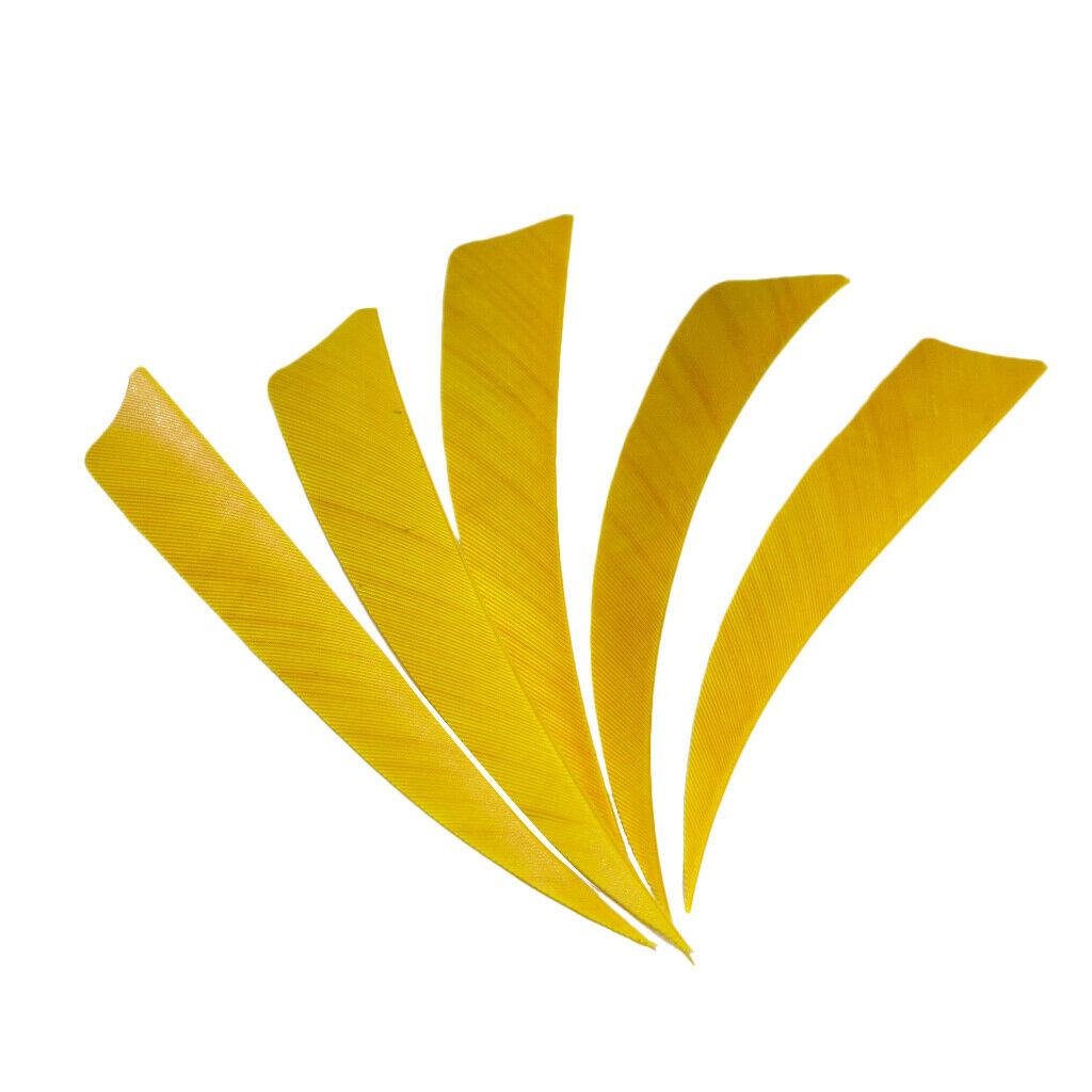 2X 5-Piece Natural Feather Archery Arrow Fletching Left Wing Shield Cut Yellow