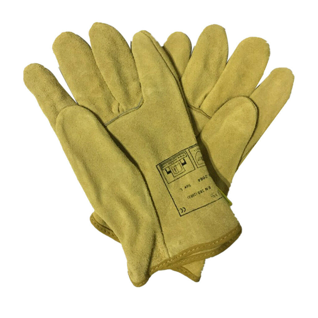 1 Pair Fireproof Wearable Welders Welding Gauntlet Work Gloves Yellow