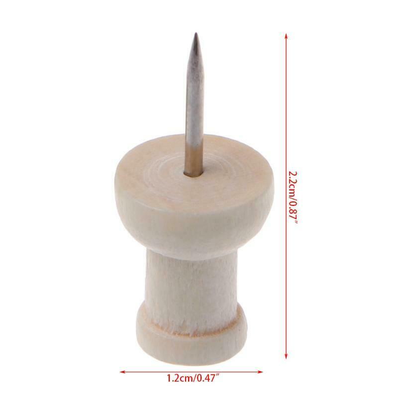 40 Pcs Wooden Thumbtack Creative Decorative Drawing Push Pins Wood Head Office