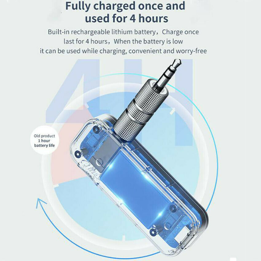 1X Wireless Bluetooth 5.0 Transmitter Receiver 2in1 Audio Adapter 3.5mm Aux Car