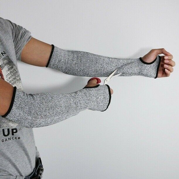 Grey Safety Anti Cut Heat Resistant Sleeves Arm Guard Protection Armband Glove