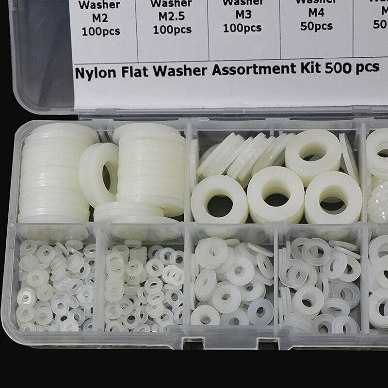 500x Nylon Washers Plastic Round Flat Washers White M2 M2.5 M3 M4 M5 M6 M8 HN US