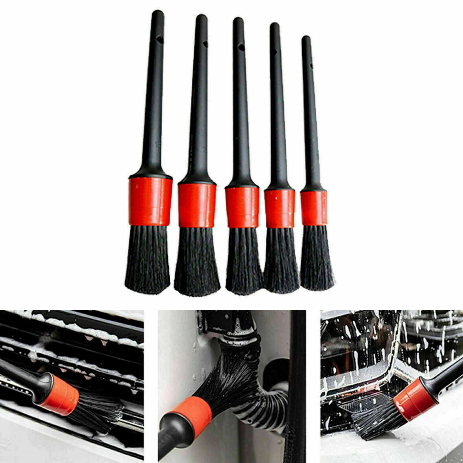 5X Car Auto Detailing Brush Interior & Exterior Cleaning Brushes Set 8.1 - 9inch