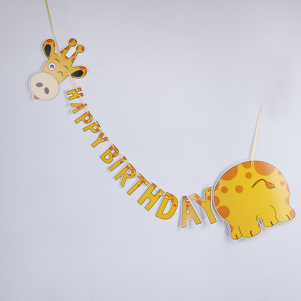 happy birthday giraffe paper banner hanging diy party decor bunting suppl.l8