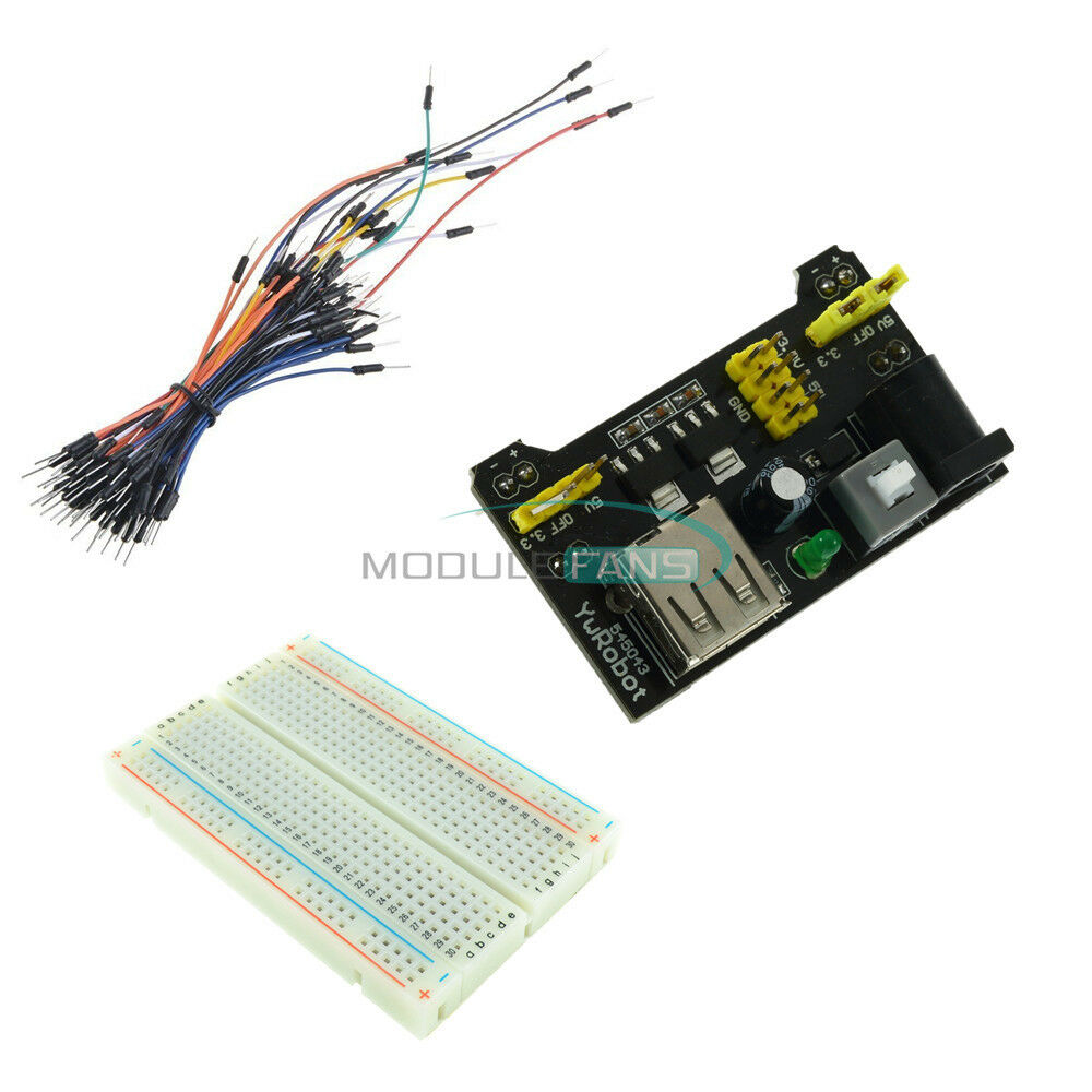 MB102 400 Point Solderless PCB Breadboard Power Supply Module Jump Wires Kit Set
