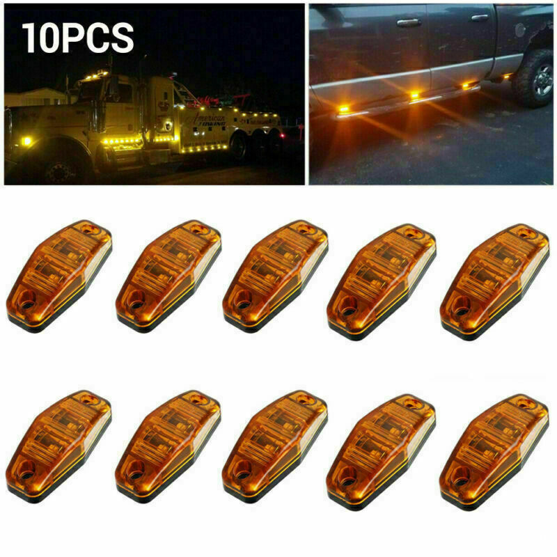 10PCS 2.5" Amber LED Side Marker Light Clearance Lamp Truck Trailer Light 12V