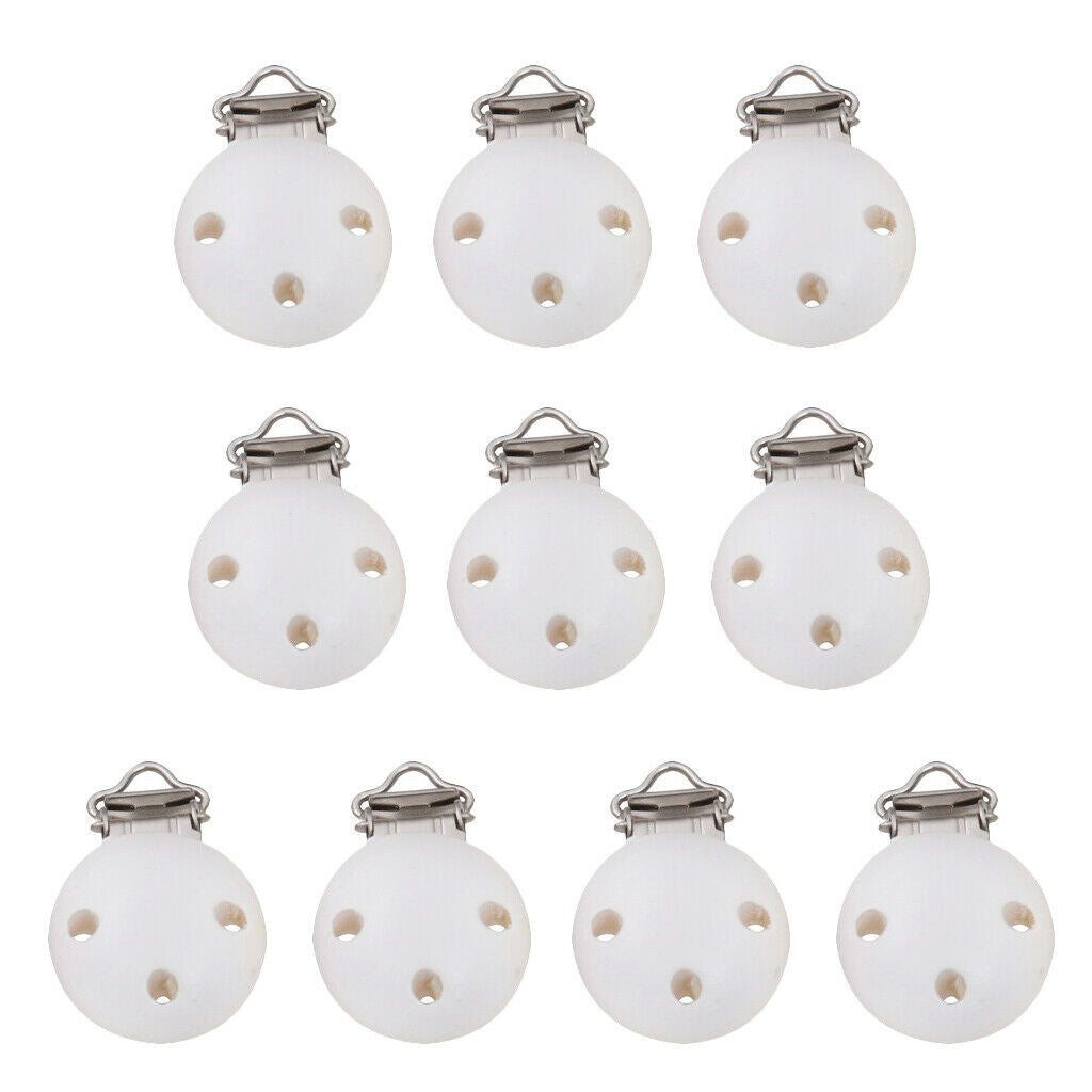 10pcs Pacifier Clips Round Wooden Dummy Clips Toddler Colorful Baby Soother DIY