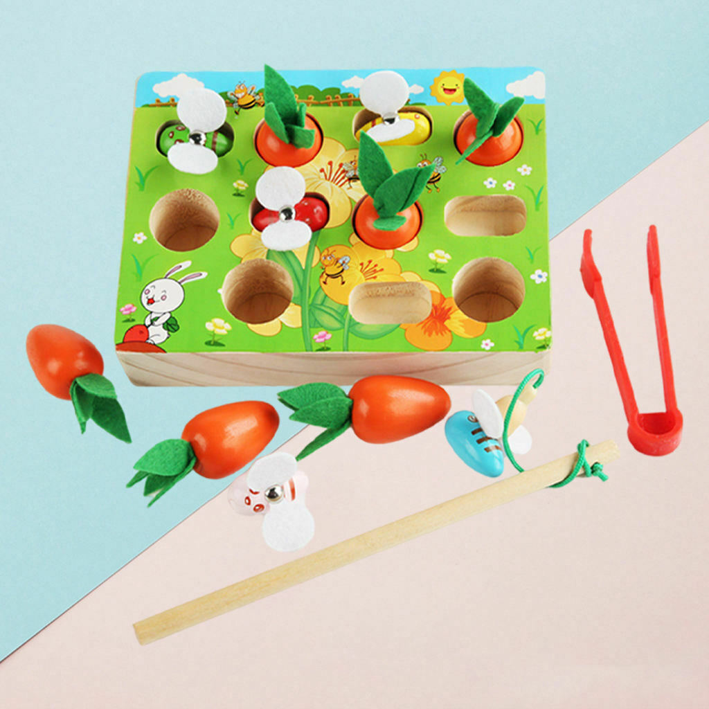 Carrot Harvest Game Wooden Toys Puzzle Creative Fine Motor for Kids Baby