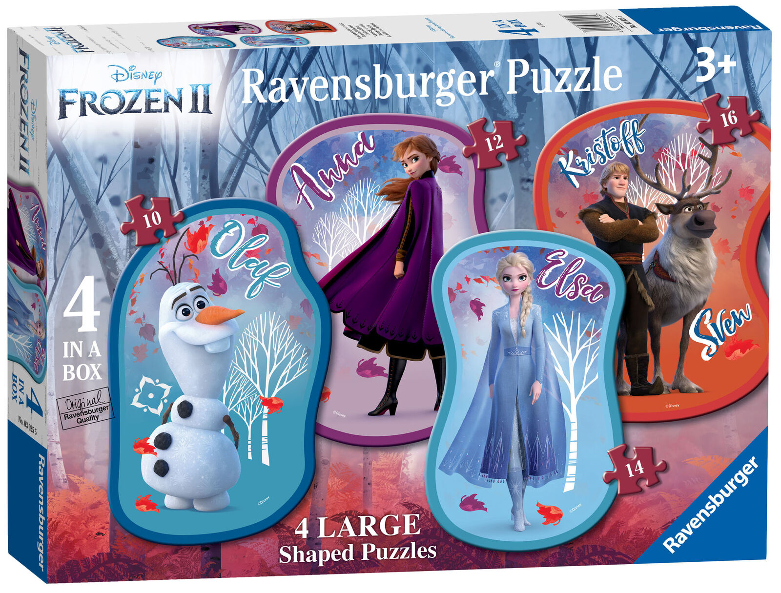 03025 Ravensburger Disney Frozen 2 Four Large Shaped Jigsaw Puzzles Elsa Anna