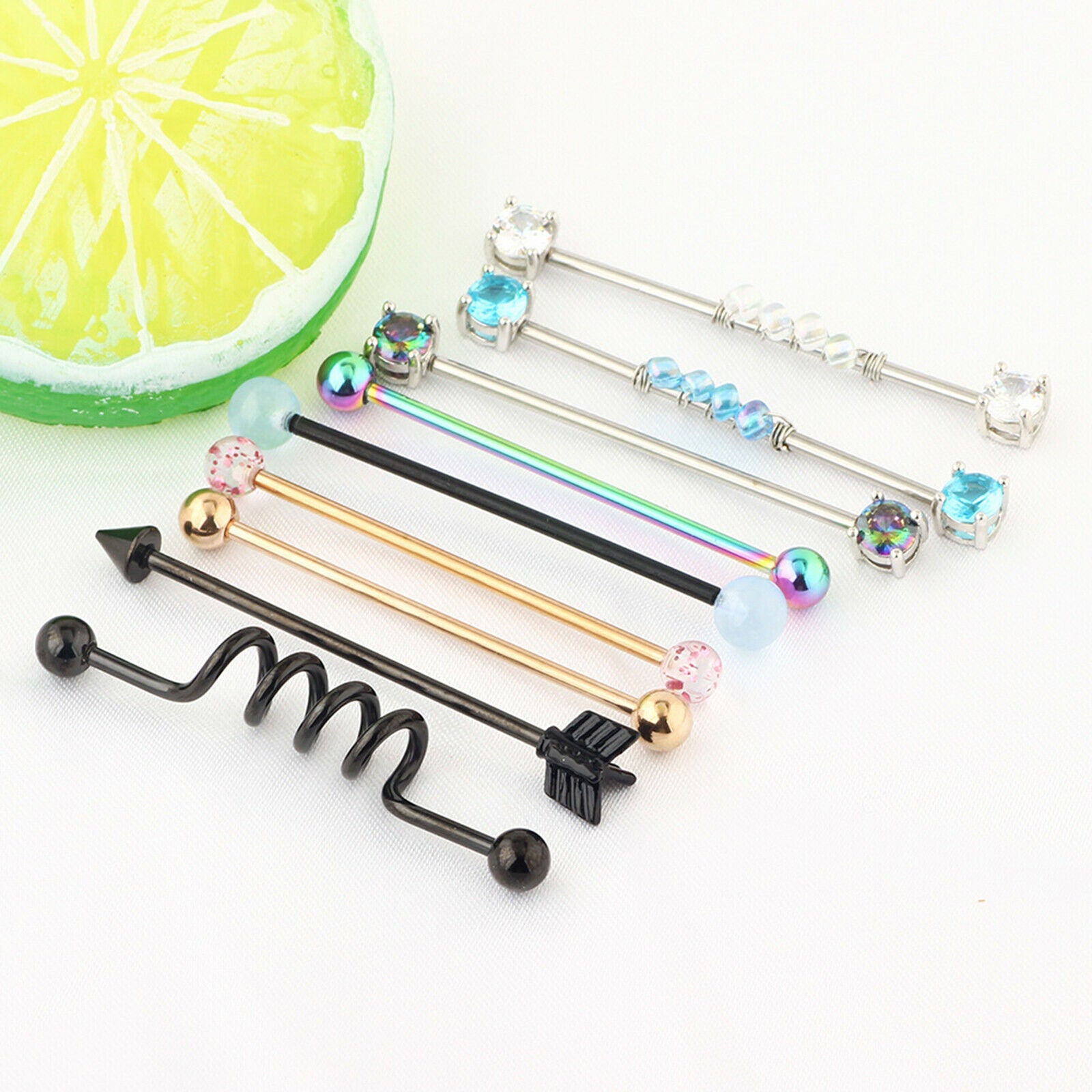 18Pcs 14G Stainless Steel Industrial Barbell Earring Jewelry 1 1/2 Inch
