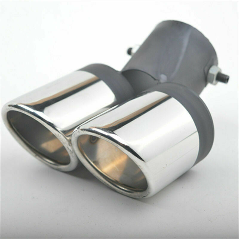 63mm Car SUV Modification Grilled Stainless Steel 2 Dual Pipe Exhaust Pipe Cover