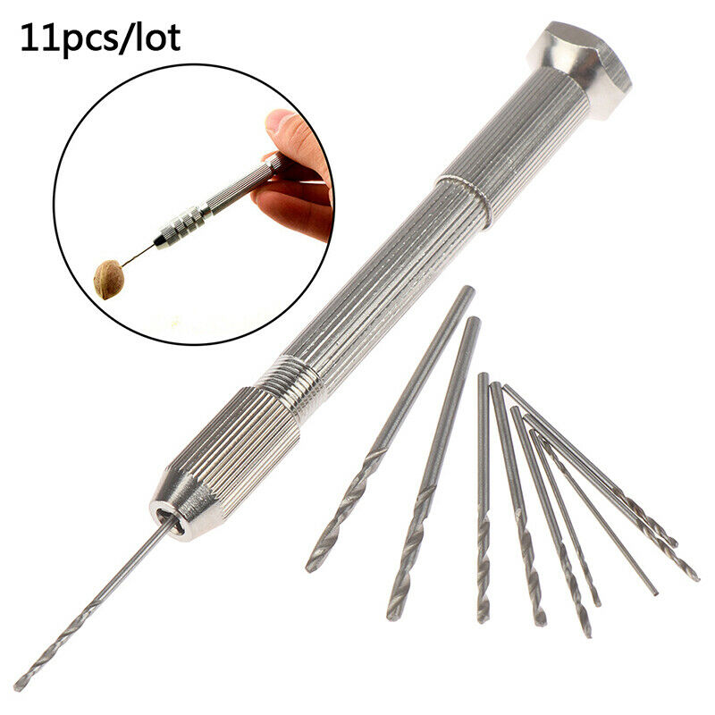 Metal Hand Twist Drill With 10 HHS Drill Bits Drilling Tool Watch Repair ToDEAU