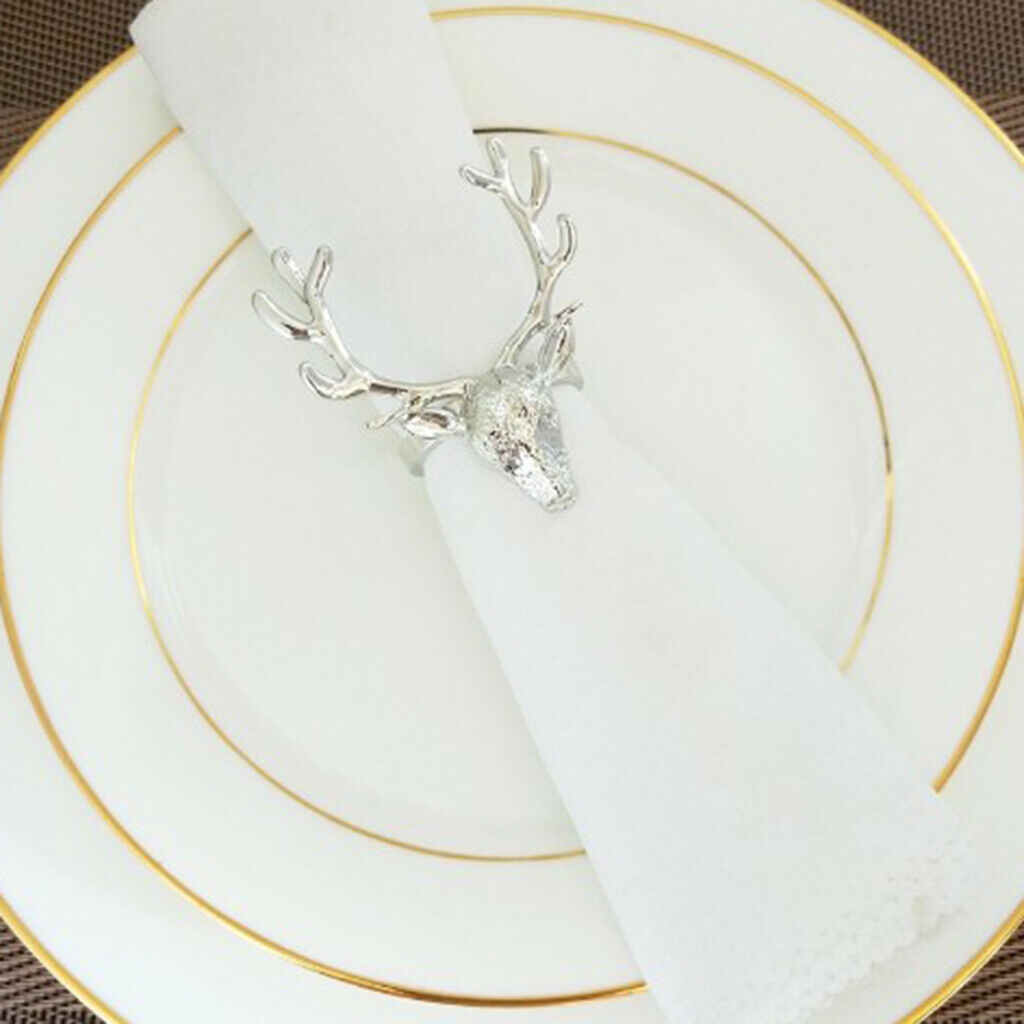 12pcs Dinner Napkin Rings Reindeer Serviette Towel Rings For Wedding Party