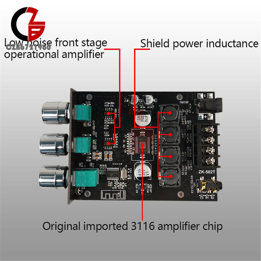 TPA3116 50W*2 Bluetooth 5.0 Dual Channel Stereo Audio Amplifier Board Subwoofer